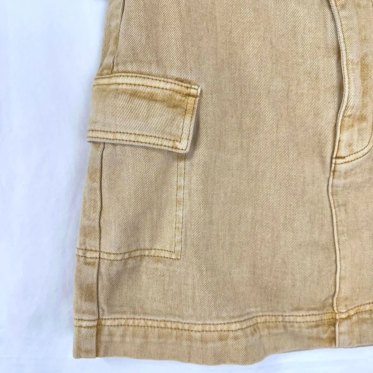 PACSUN Yellow Denim Cargo Mini Skirt Belt Pockets Womens 27 Grunge Y2K 2000s Alt - Image 2