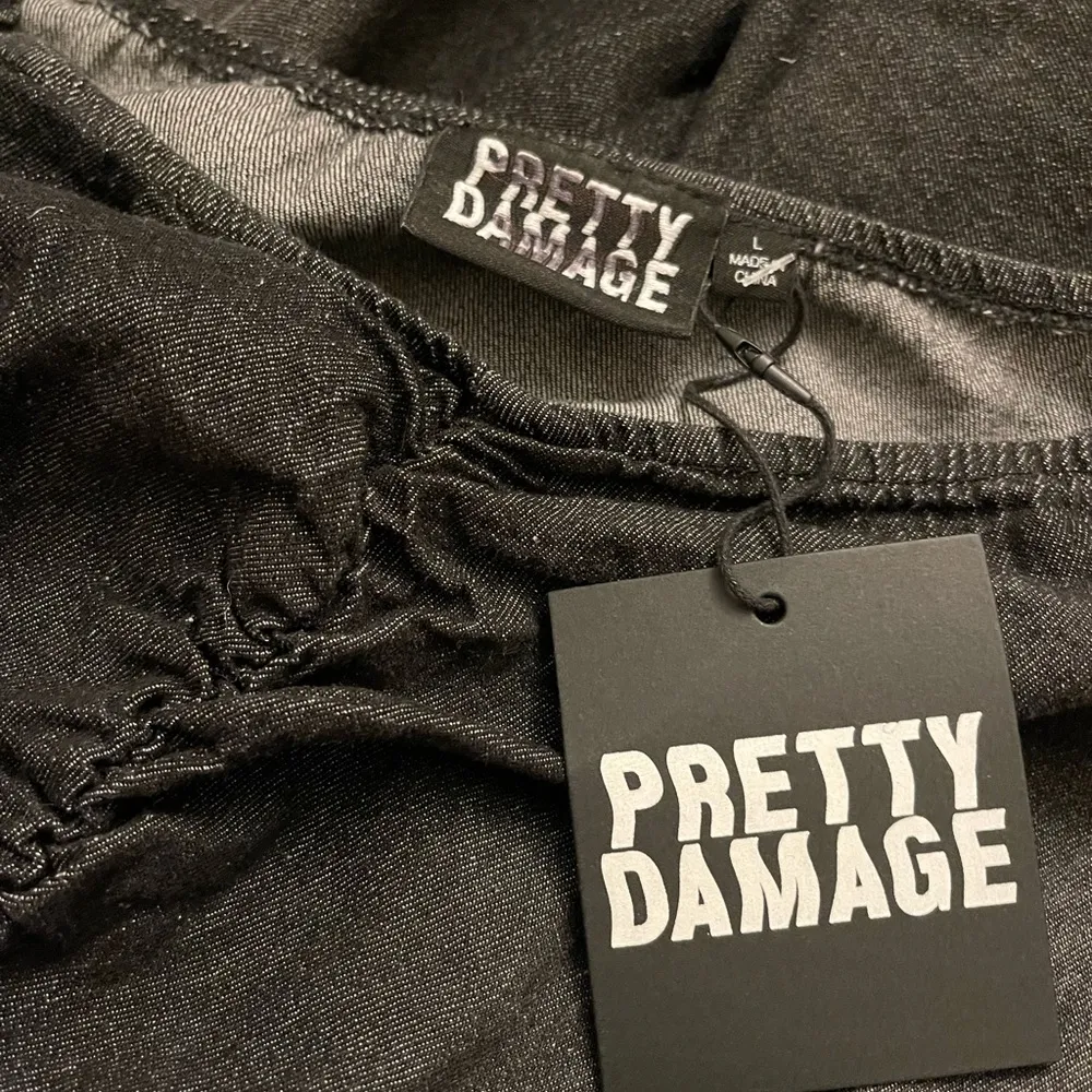 NWT Pretty Damage Black Denim Asymmetrical Dress Size L - Image 2