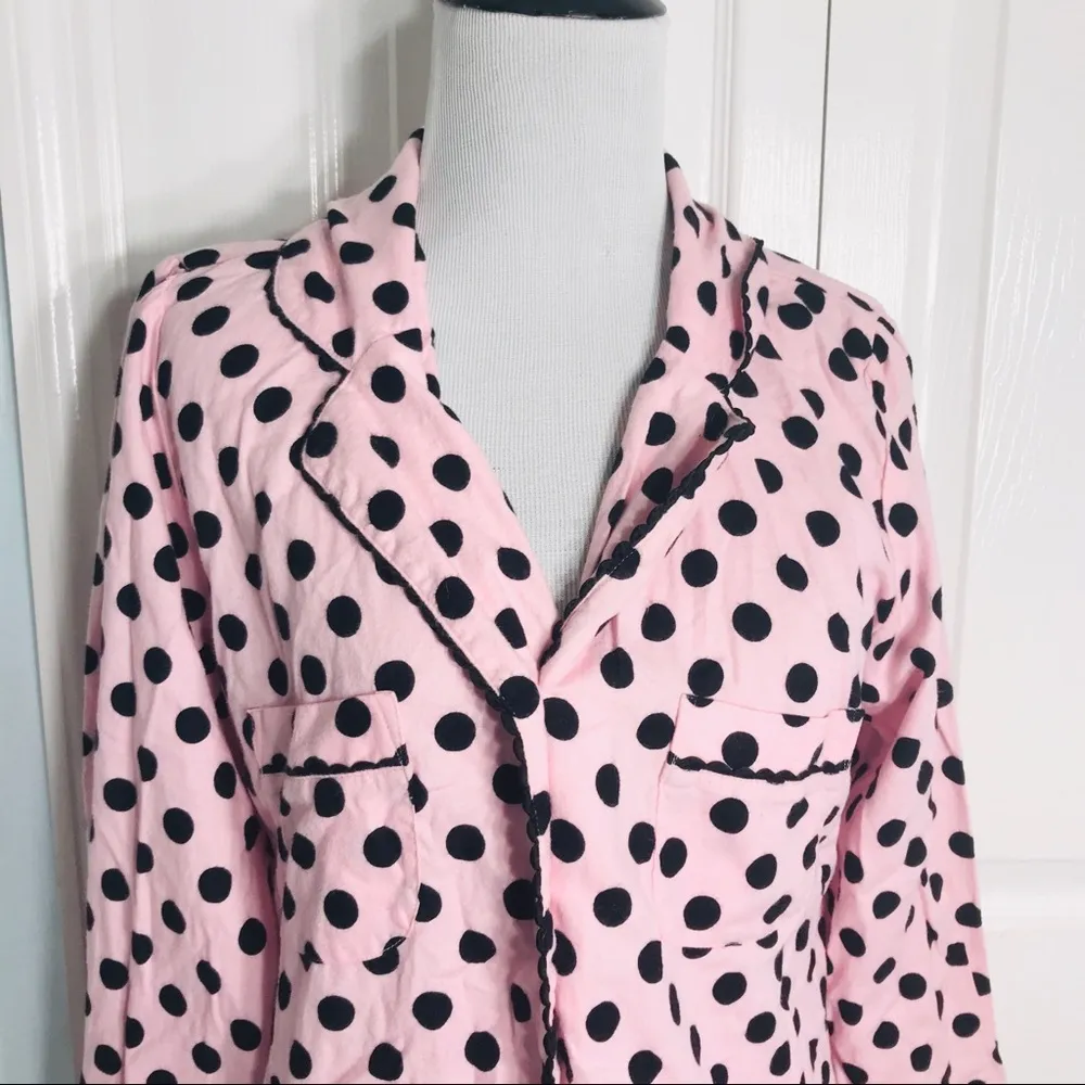 Victoria’s Secret Pink & Black Polka Dot Sleep Shirt Pajama Top Size Small - Image 4