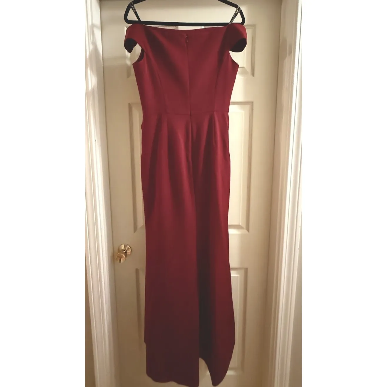 Vince Camuto Burgundy Bow Ruffle Scuba Crepe Gown Dress Bridesmaid Formal Sz 8 - Image 3