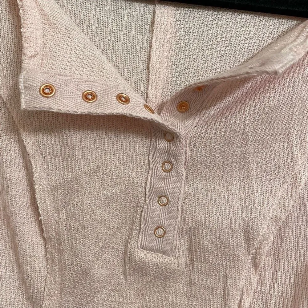 Free People Pink Nectar Sloane Henley Long Sleeve Bodysuit, XS - Image 3