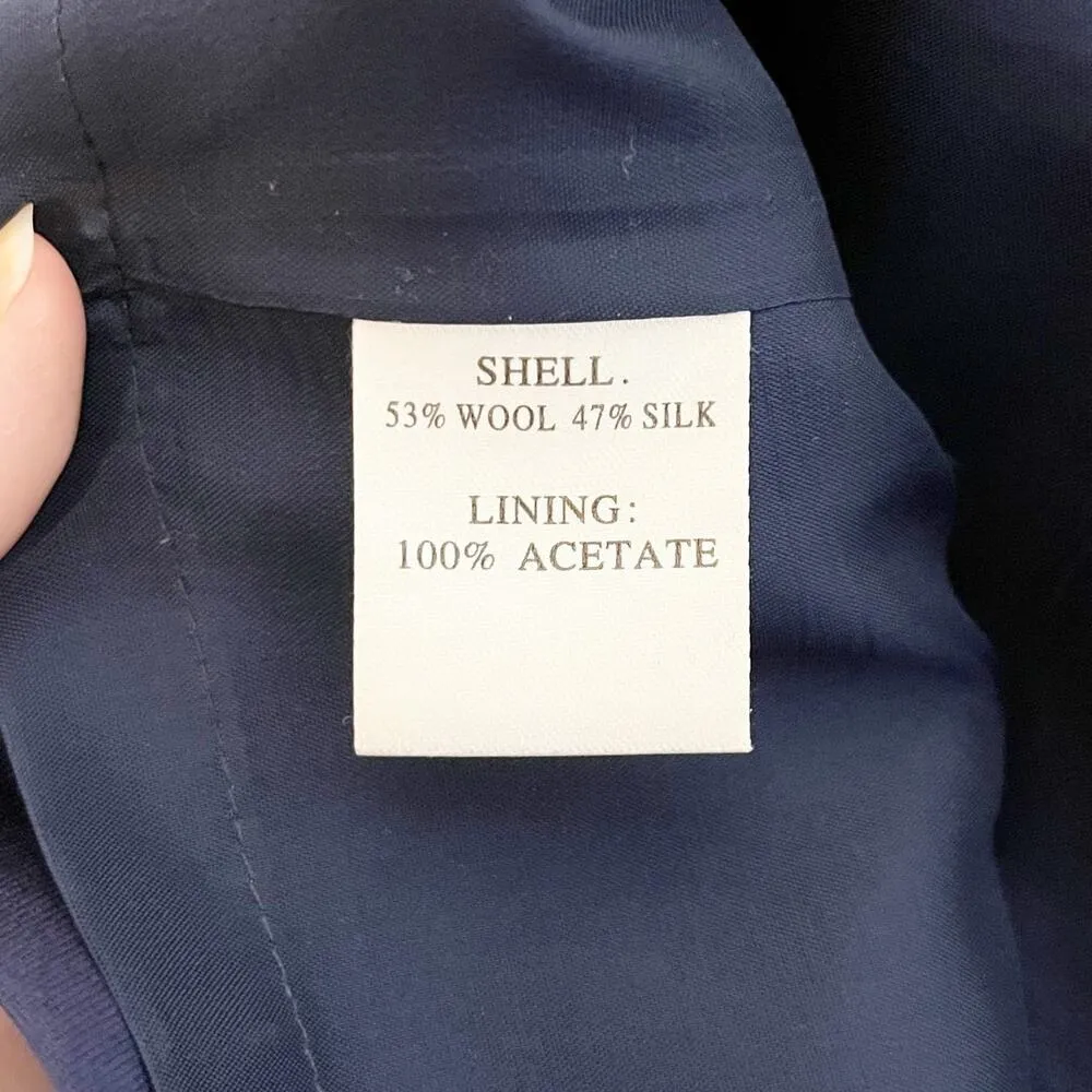 L.K. Bennett Sleeveless Wool Silk Blend Knee Length Sheath Dress Navy Blue 6 - Image 3