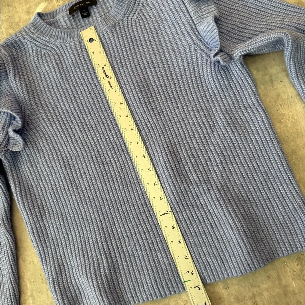 ruffle sleeve periwinkle sweater granny knit pullover S - Image 4