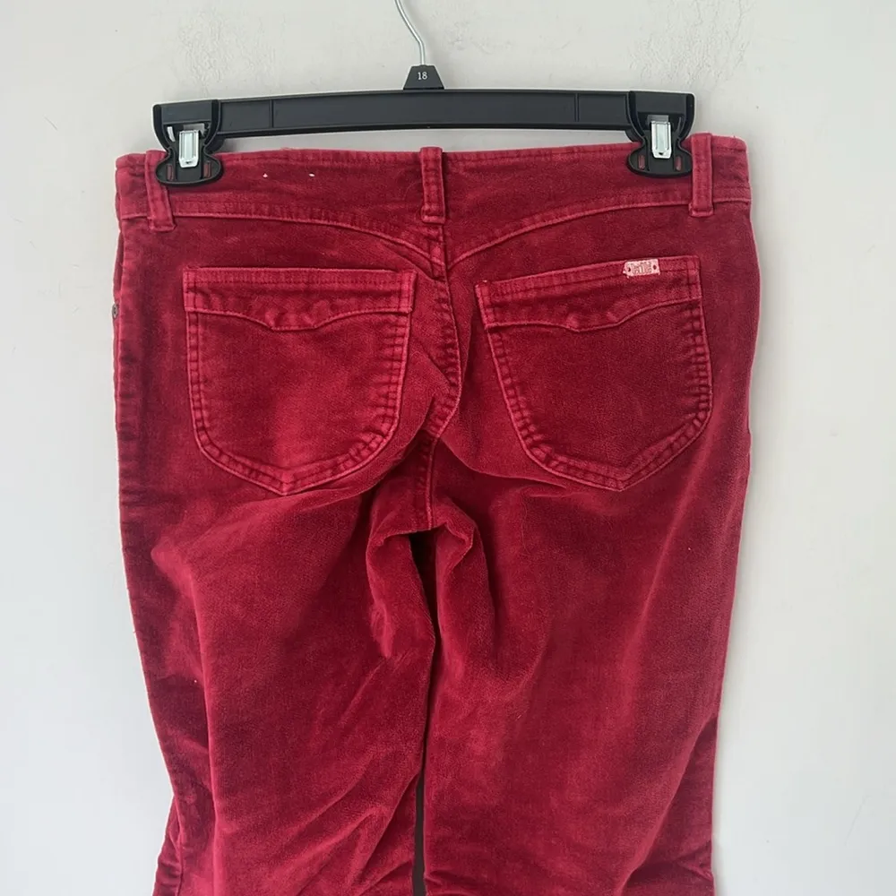 Y2K Tilt Low Rise Red Corduroy Pants with Black Drawstring Size undefined - Image 7