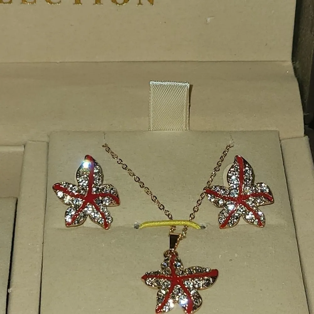 Jesou Watch, Necklace, earring‎ and bracelet set Red - Image 7