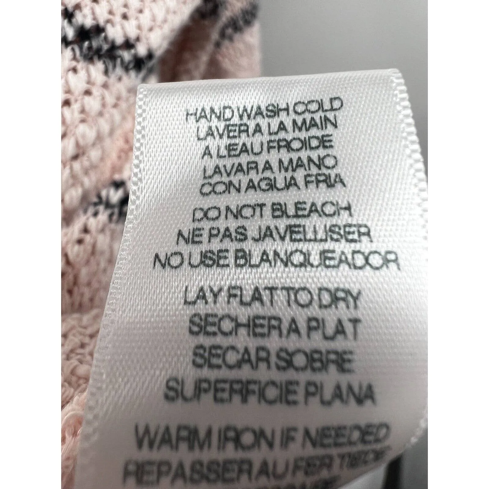 Sundry Lace-Up Sweater Small Women Natural Striped Knit Stretch PInk‎ - Image 5