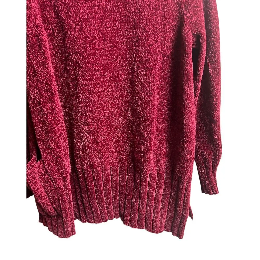 Seven7 Red Burgundy Chenille Cardigan Soft Pockets Size Small - Image 7