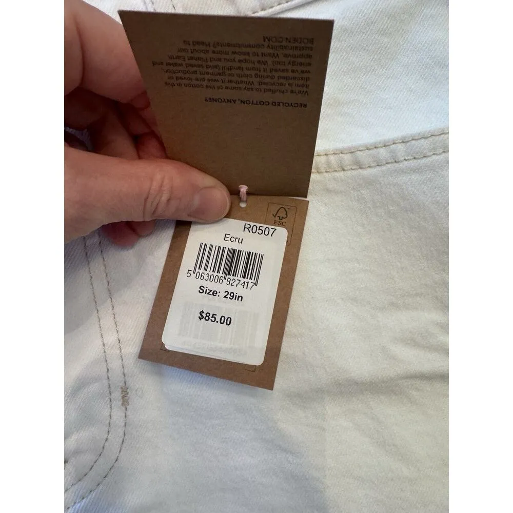 Boden Rigid Beach Shorts Ecru/white Denim Cut Off Shorts Womens NWT Size 29 White - Image 6