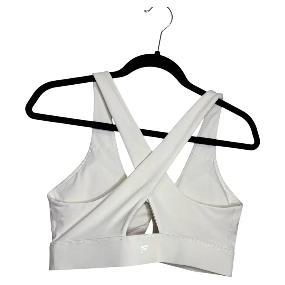 Fabletics White Crop Top with Cut Out Tie Front - Image 4