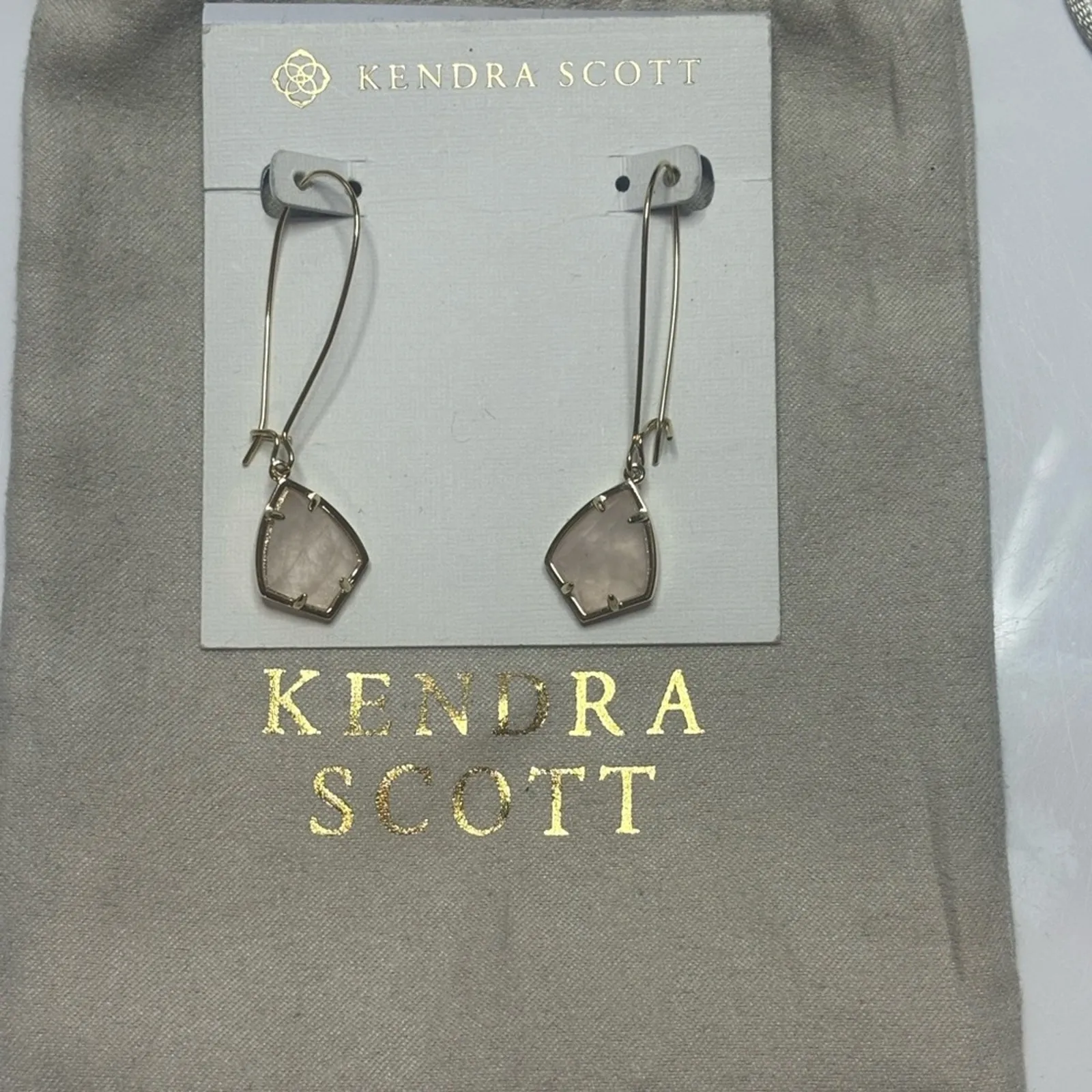 KENDRA SCOTT 14K Gold Plated Plated Carrine Earrings in Rose Quartz - Image 5