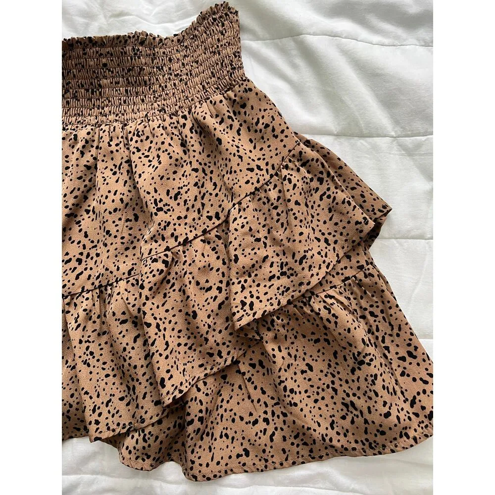 Altar’d State Leopard Print Tiered Short Skirt Medium - Image 2