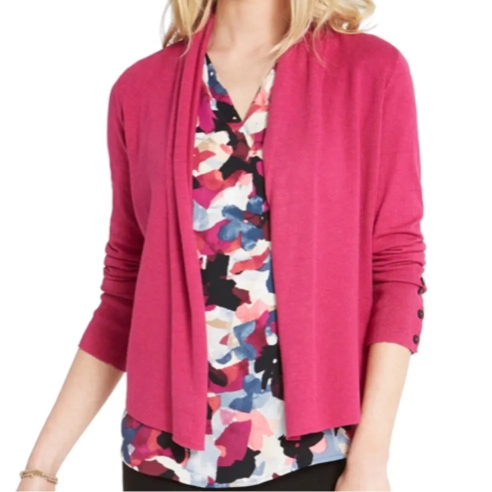 NWT Nic+Zoe Book Club Open Cardigan - Hot Plum - Image 2