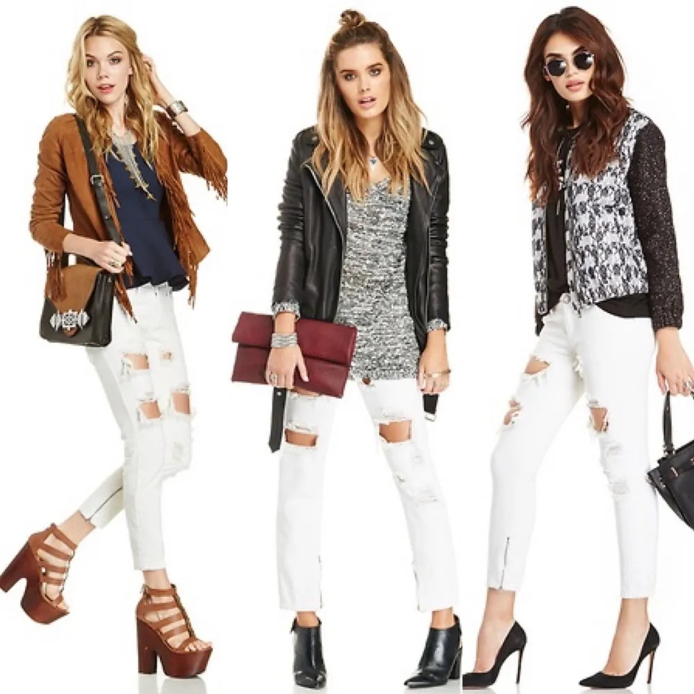 One Teaspoon ☻︎ Trashed Freebirds Ripped Destroyed Ankle Zipper Jeans ☻︎ White - Image 14