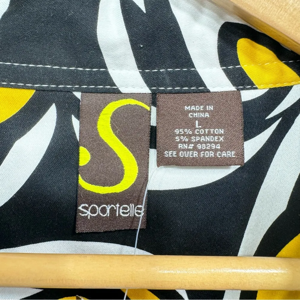 Sportelle Tropical Splendor White Black and Yellow Zip Front 3/4 Sleeve Jacket Size L - Image 8