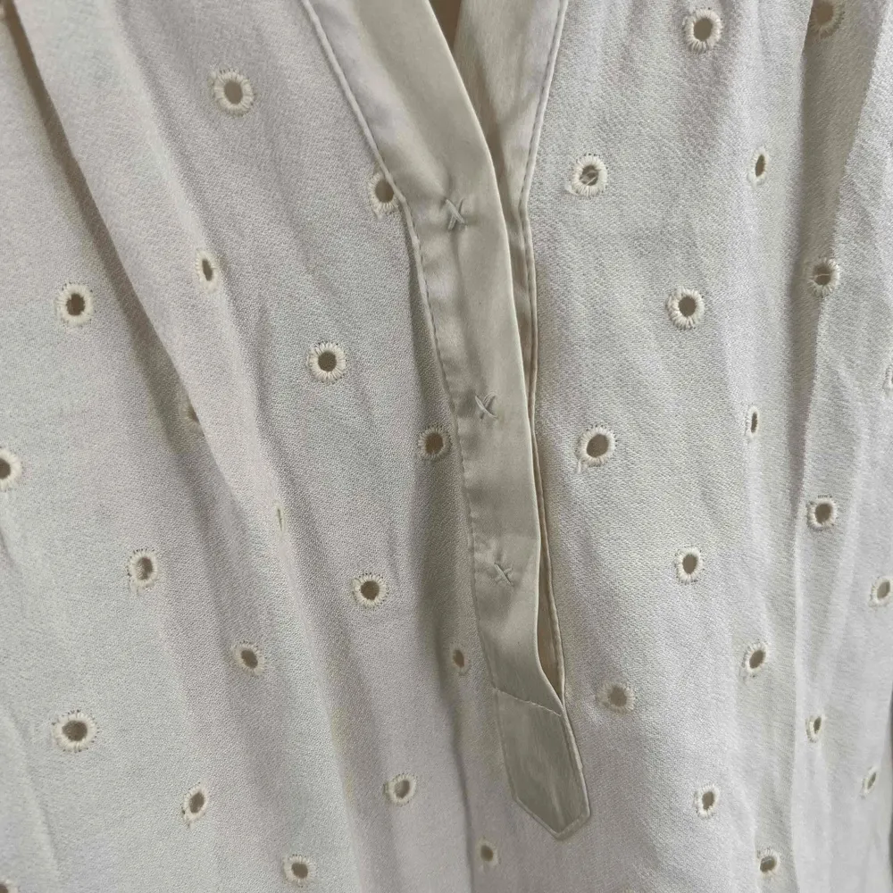 Rebecca Taylor Peasant Blouse Ivory Silk Trim Eyelet Romantic Feminine Boho S - Image 4