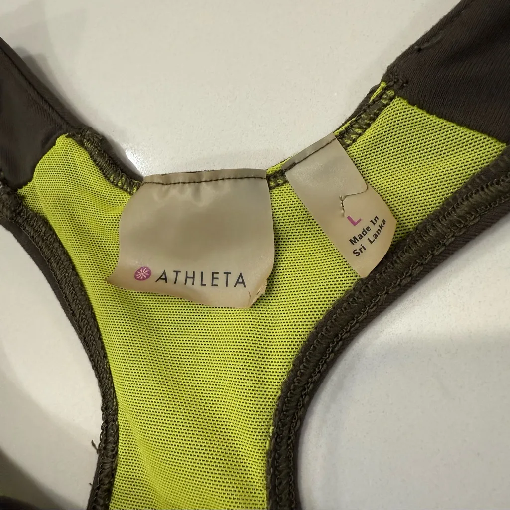 Athleta Skills Drills Athletic TankTop Womens Large GreenStripe Drawstring Waist - Image 4