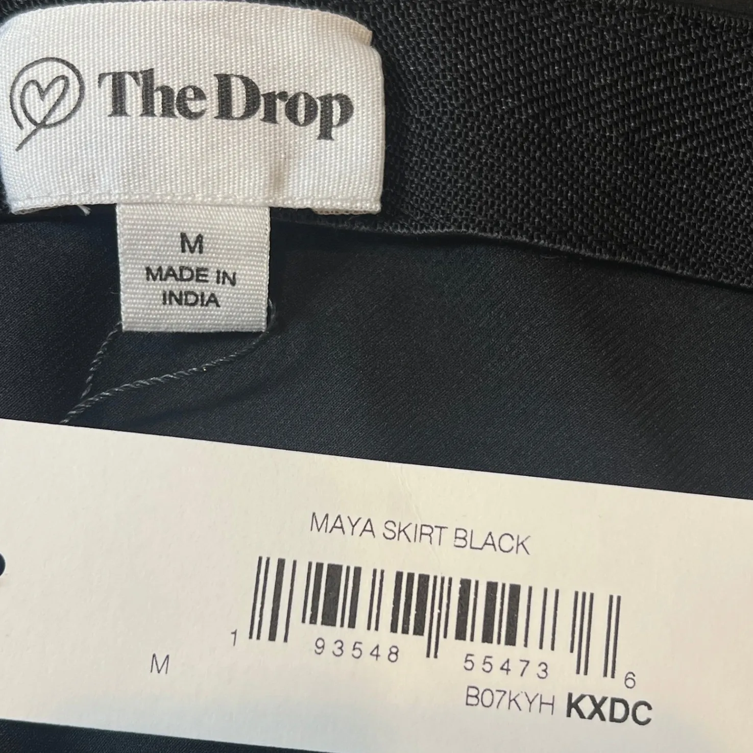 The Drop Women's M Black Midi Skirt Elastic Waist Satin Finish Minimalcore Chic Size M - Image 4