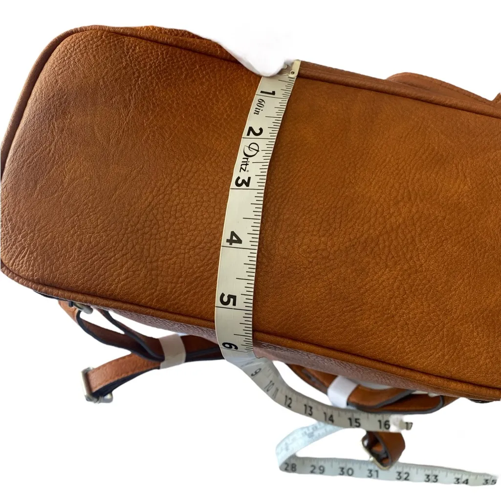 Western Embossed Faux Leather‎ Backpack Tan - Image 5