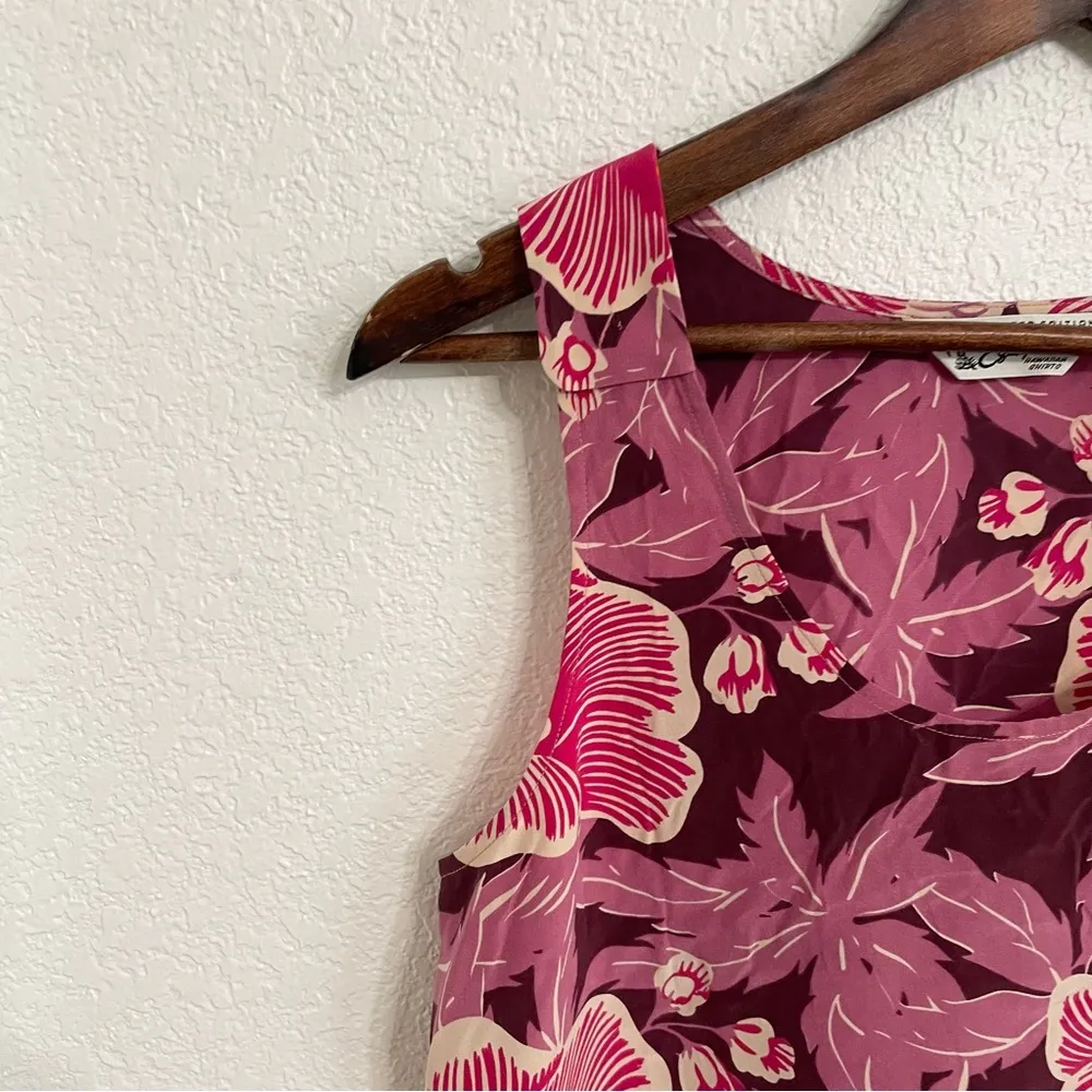 Equipment Womens Shirt Tank Pink Purple Hawaiian Tropical Floral Silk Size Small - Image 5