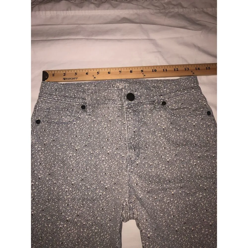 Gray Floral Print Jeans Size 27 4P Modern Skinny Ankle Loft Stretch Fairy Whimsy - Image 4