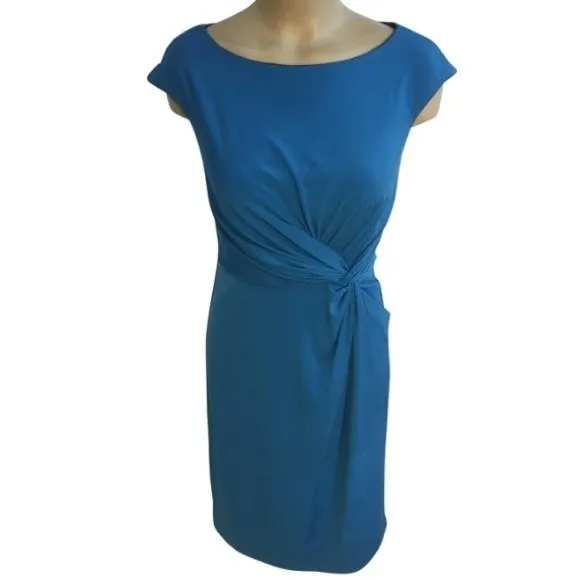 Boston Proper Blue Short Sleeve Twist Tie Waist Muse Dress 4 NEW - Image 2
