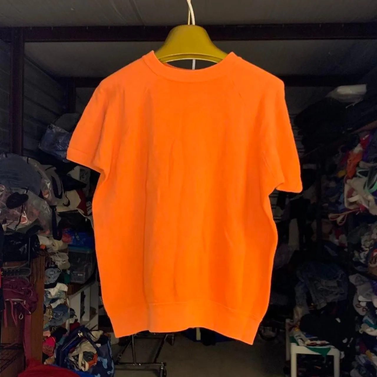 True Vintage 50s 60s Uni of Illinois Sleeveless Sweatshirt Size Medium / Large Orange - Image 2