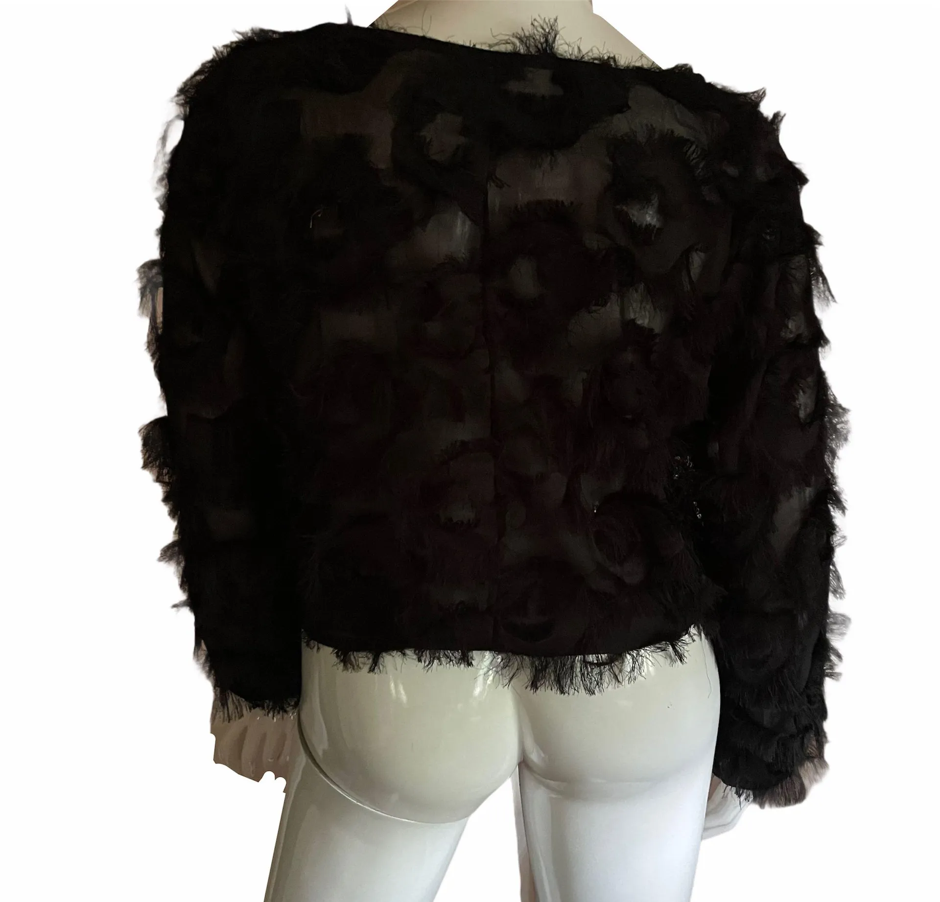 Fringe Patch Mesh Blouse - Image 7