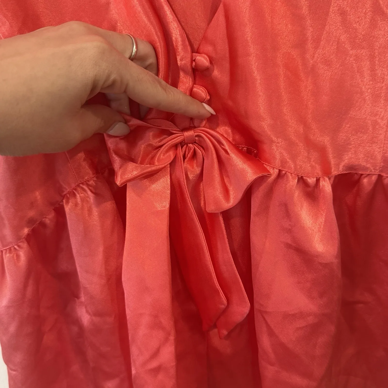 Vintage Victoria's Secret Gold Label Red Chemise Slip Dress M Xx1369 - Image 6