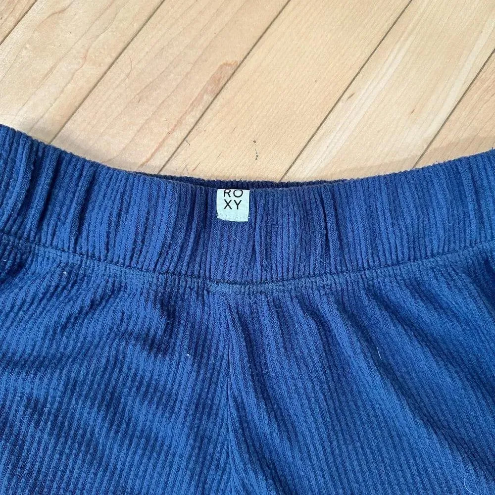 ROXY Navy Blue Soft Ribbed Lettuce Edge Comfy Shorts - Small - Image 5