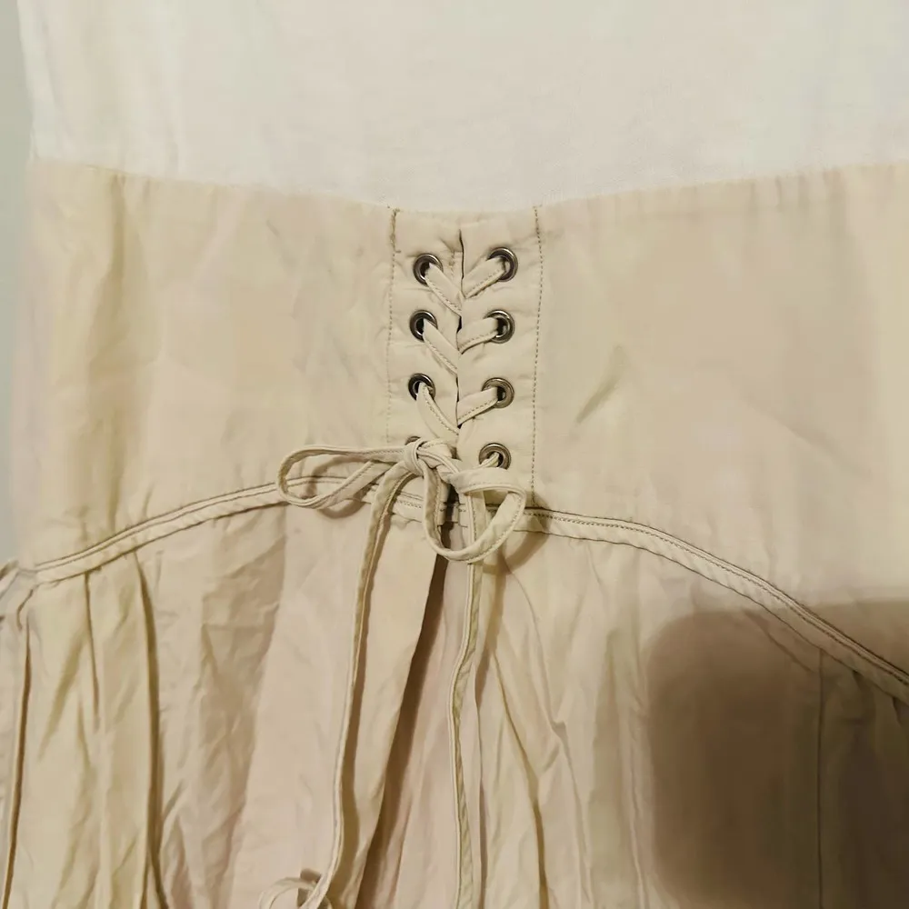 3.1 Phillip Lim Women's White Pale Pink Corset T-Shirt Side Tie Midi Dress Size4 - Image 7