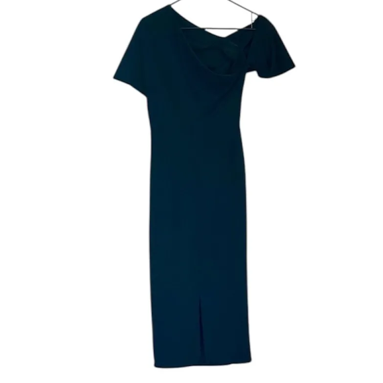 ASOS Black Pleated Shoulder Midi Pencil Dress - Size: 6 - Image 8