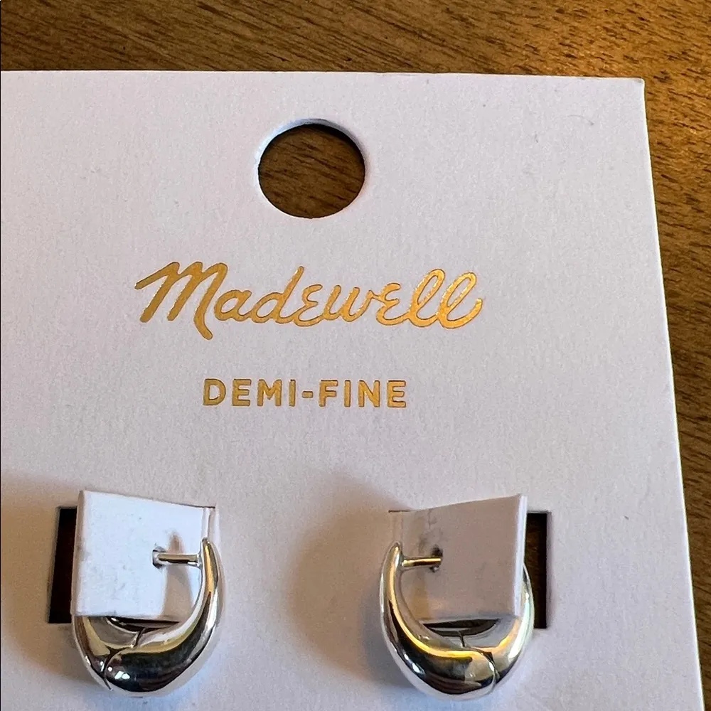 Madewell Demi-Fine Puffy Hoop Earrings in Sterling Silver NWT - Image 3