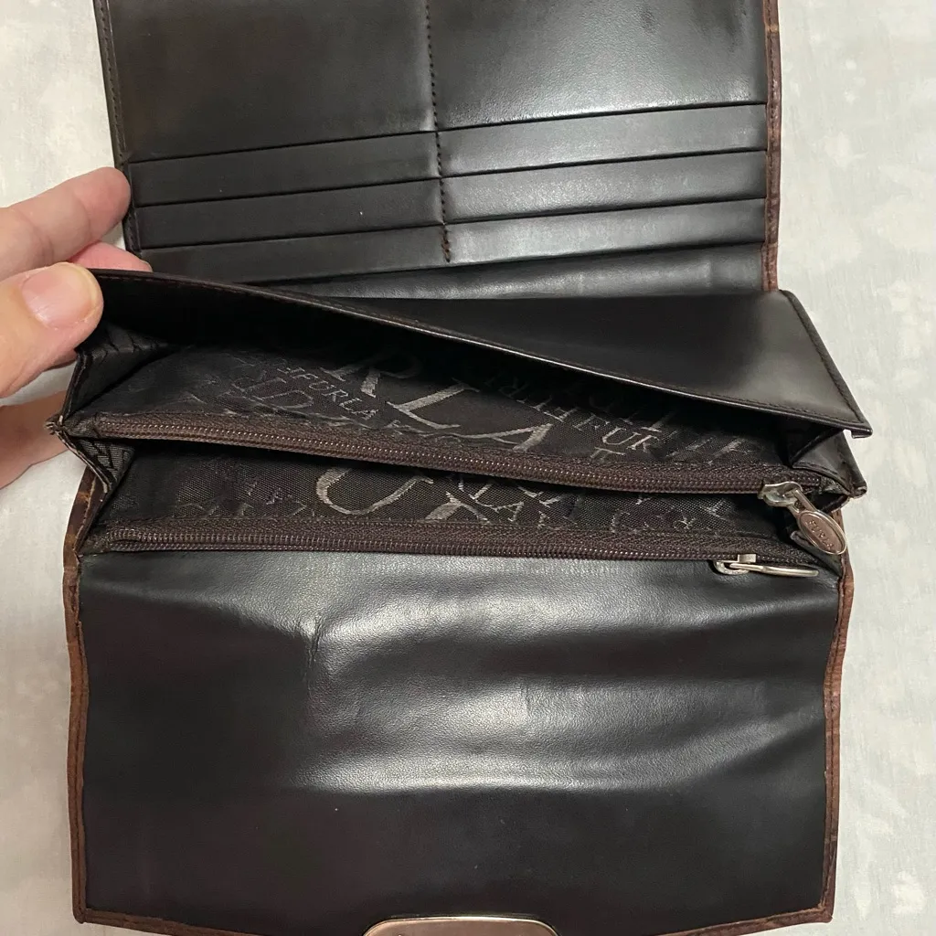 Furla Brown Croc-Embossed Leather Wallet - Image 6