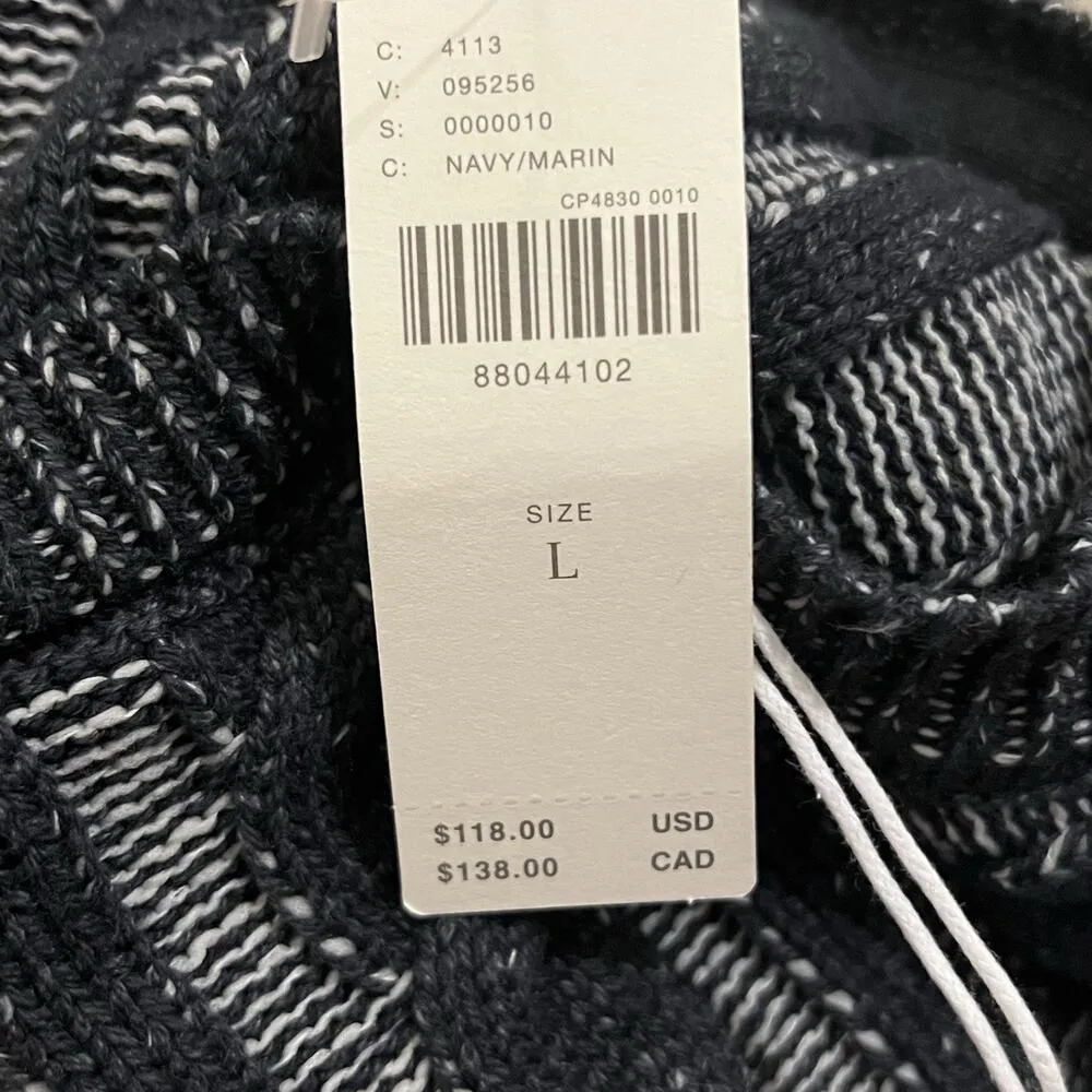 Anthropologie Pilcro Sweater Size L Navy Blue Distressed Thick Knit Long Sleeve - Image 8