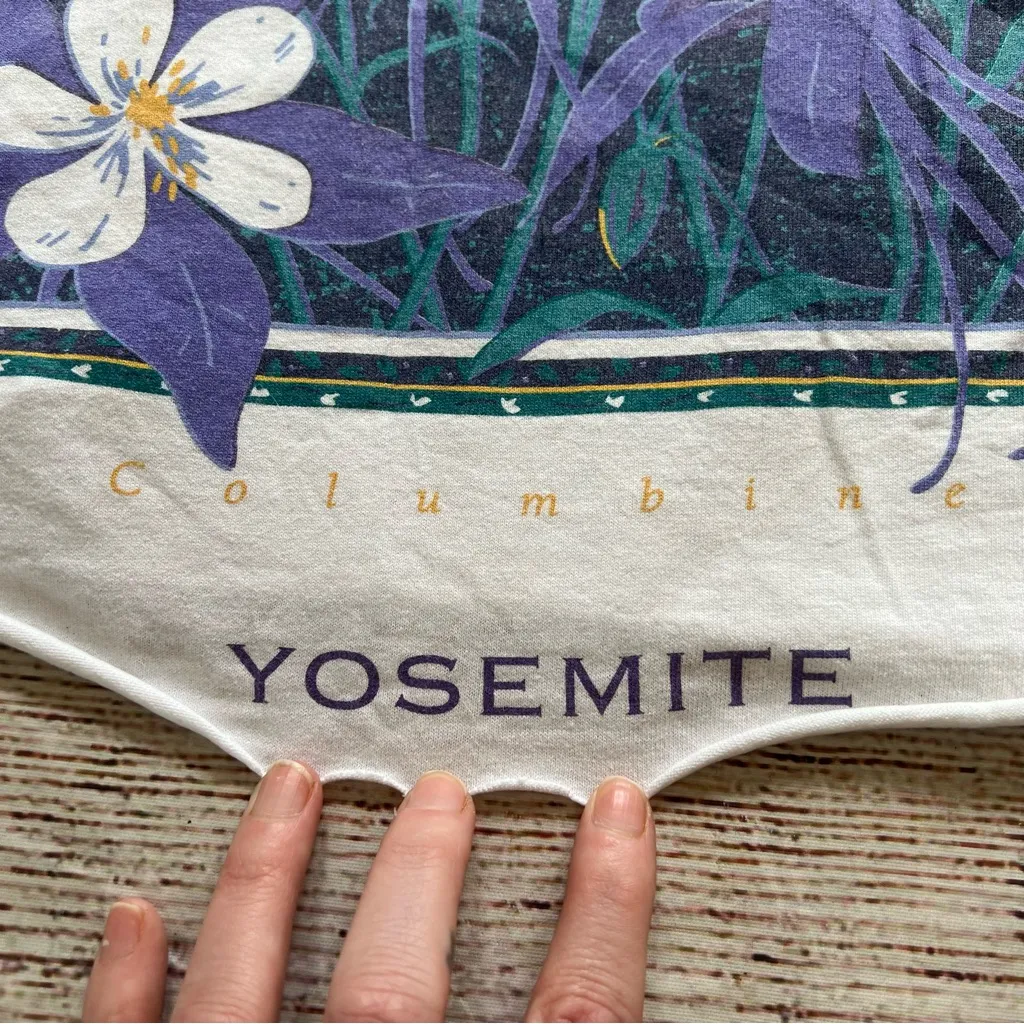 Vintage 90s Yosemite Columbine Cropped Top Womens Large‎ Anvil USA National Park - Image 3