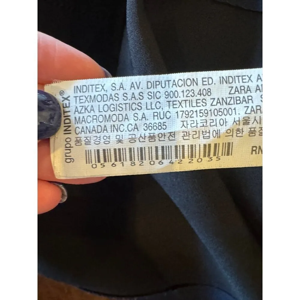 Zara Dress Women‎ Medium Blue Black Mock Neck Neoprene Sleeveless Shift Mini - Image 8