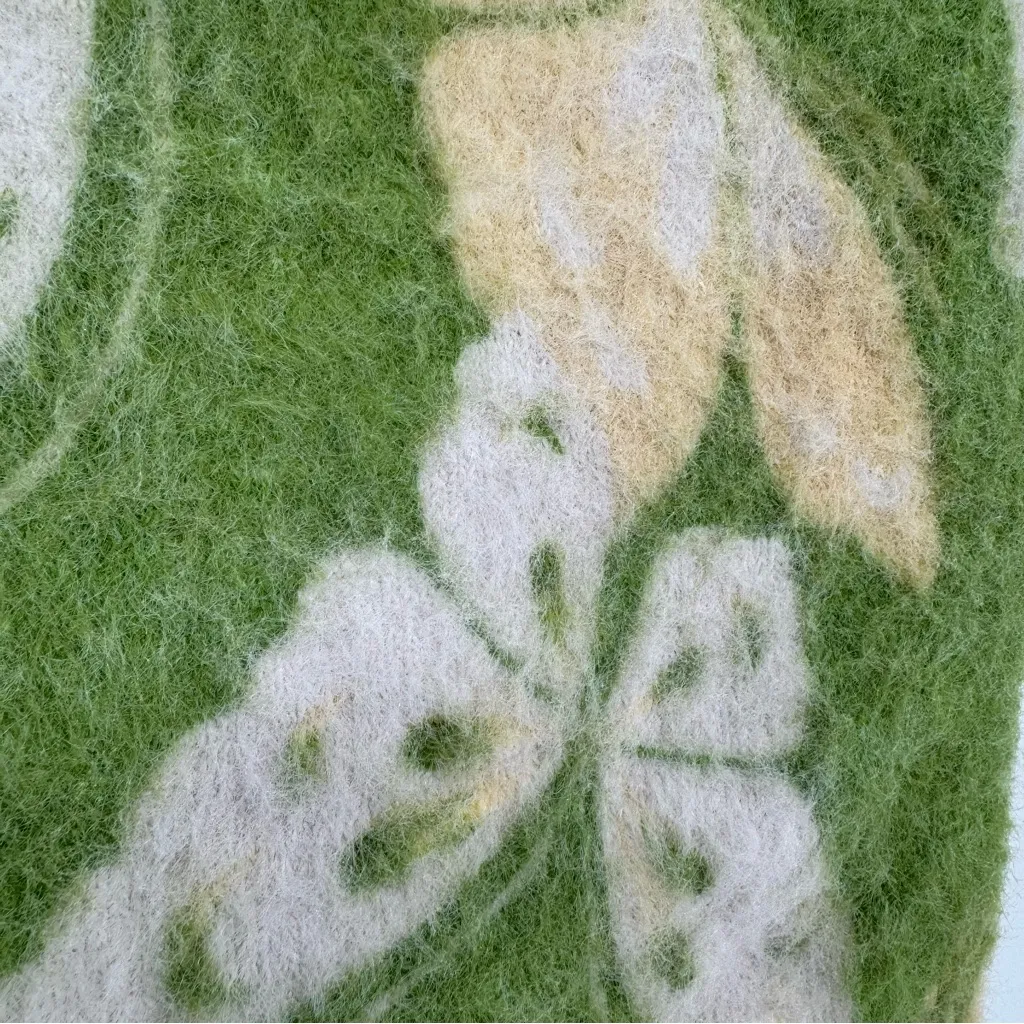 Urban Outfitters Green y2k Girlhoodcore 90s Butterfly Fuzzy Crop Top Size Medium - Image 5