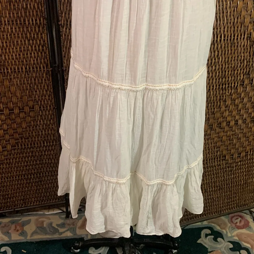 Zara White with Gold Threading Smocked Top Maxi Dress Size M - Image 8