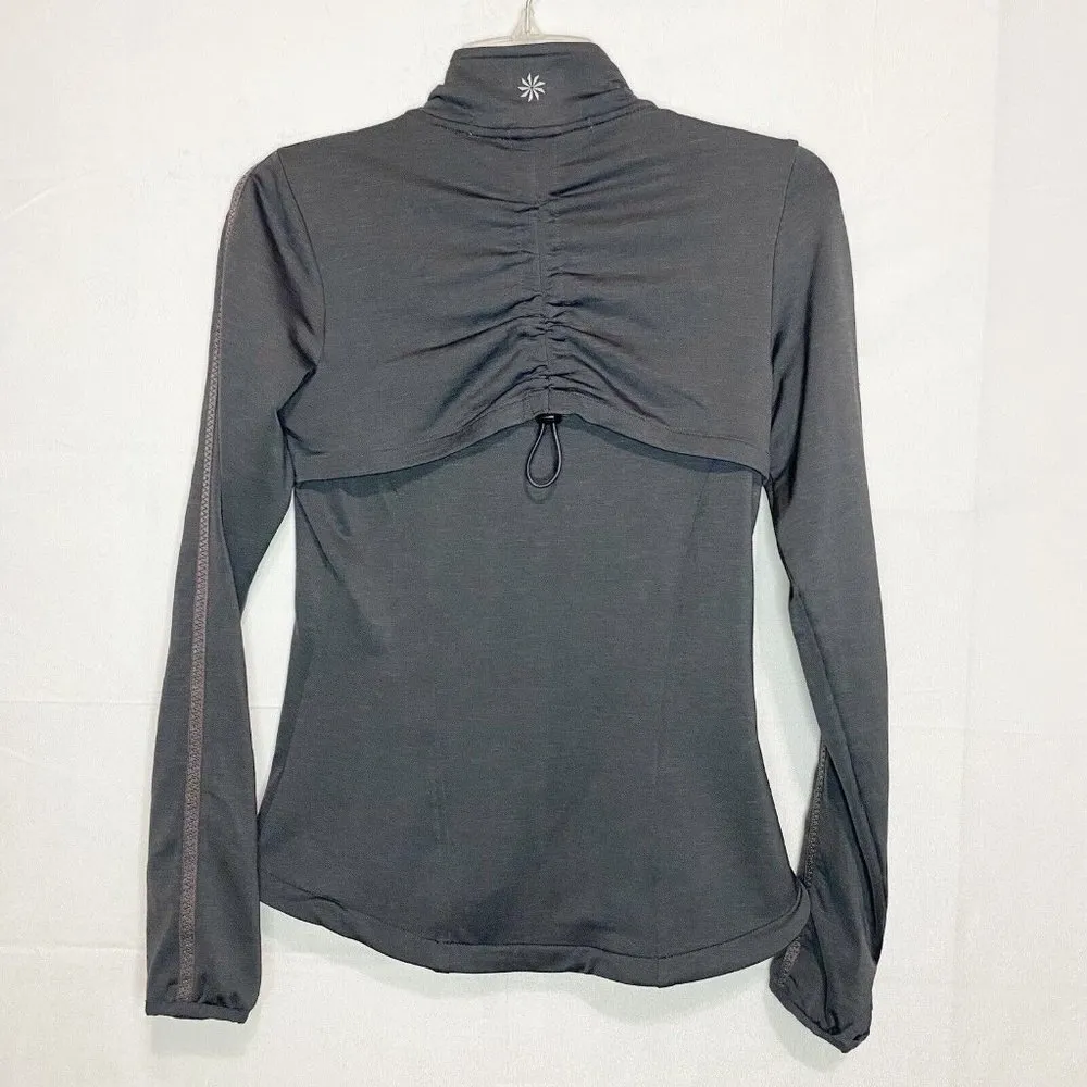 NWOT Athleta Jacket Womens XXS Gray Full Zip Long Sleeve Running Yoga Stretch - Image 4