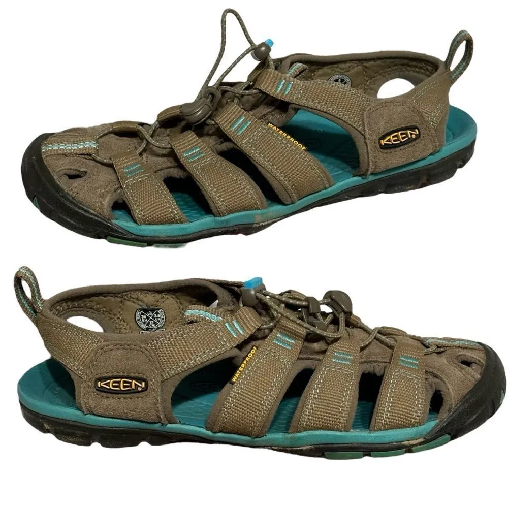 KEEN 'Clearwater CNX' Brown/Turquoise Waterproof Hiking Water Sandals Sz 6 - Image 3