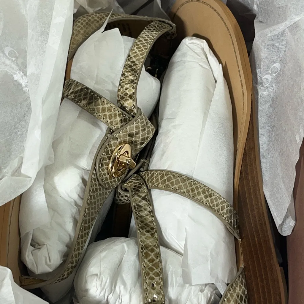 COACH INGRID NATURAL SNAKE PRINT SANDAL WOMEN SZ 5.5 NATURAL NEW IN BOX - Image 8