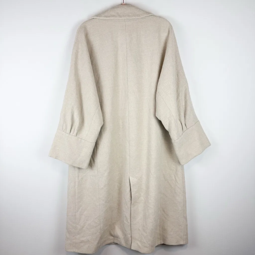 Zara Oversized Neutral Beige Wool Blend Trench Coat Duster Jacket Size Small - Image 6
