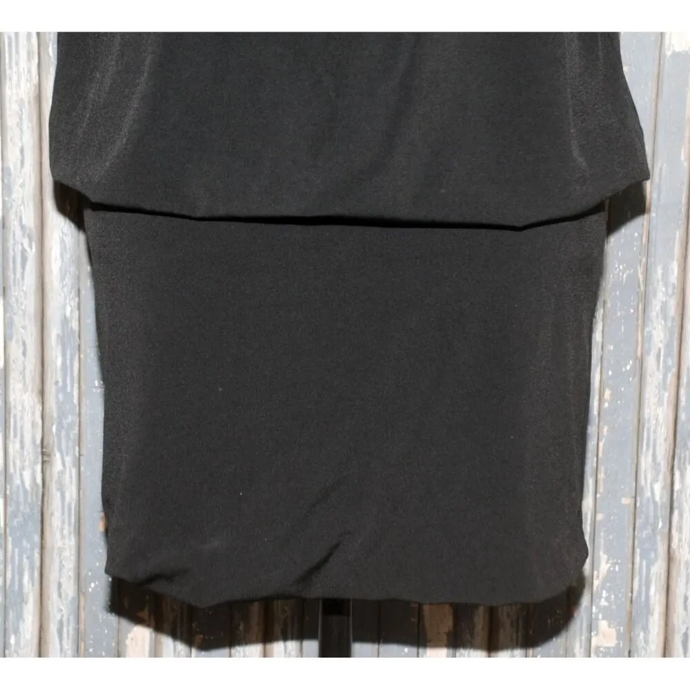 White House Black Market Black Dress Size XS Beaded Knee Length Short Sleeve LBD - Image 3