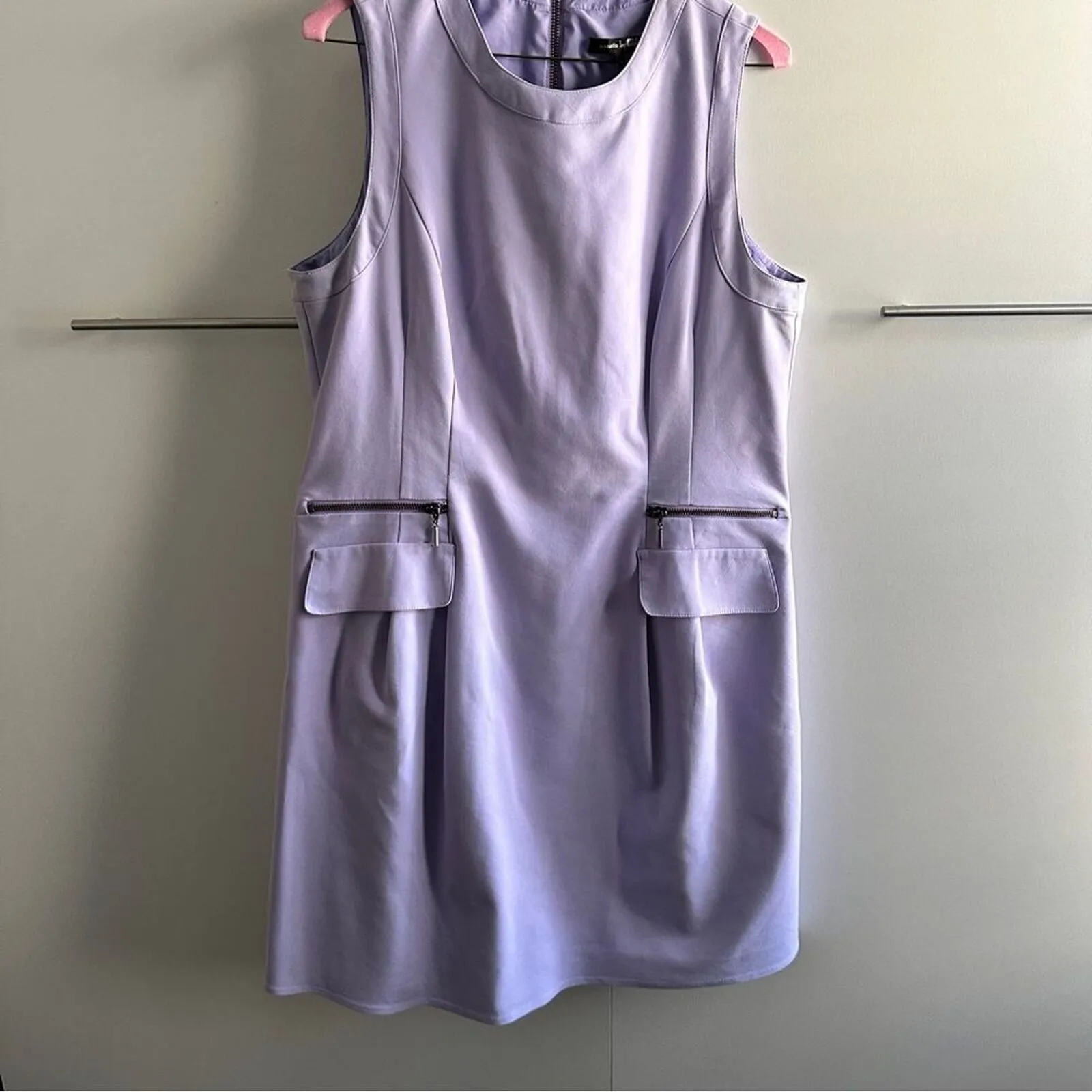 Nanette Lepore Lavender Purple Round Neck Dress Size 14 Tea Time Wedding Guest - Image 3