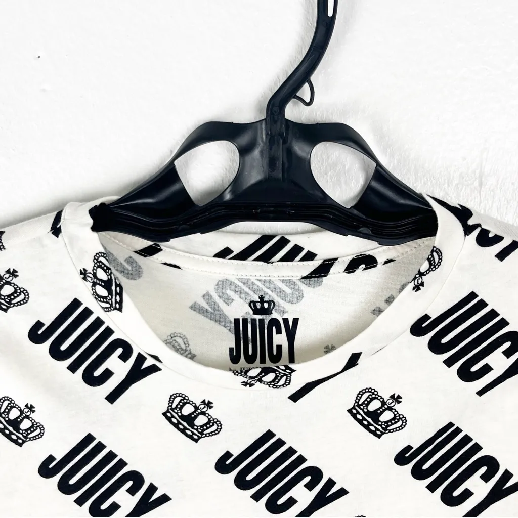 JUICY COUTURE White Black “Juicy” Crown Graphic Logo Long Sleeves Top Medium - Image 6