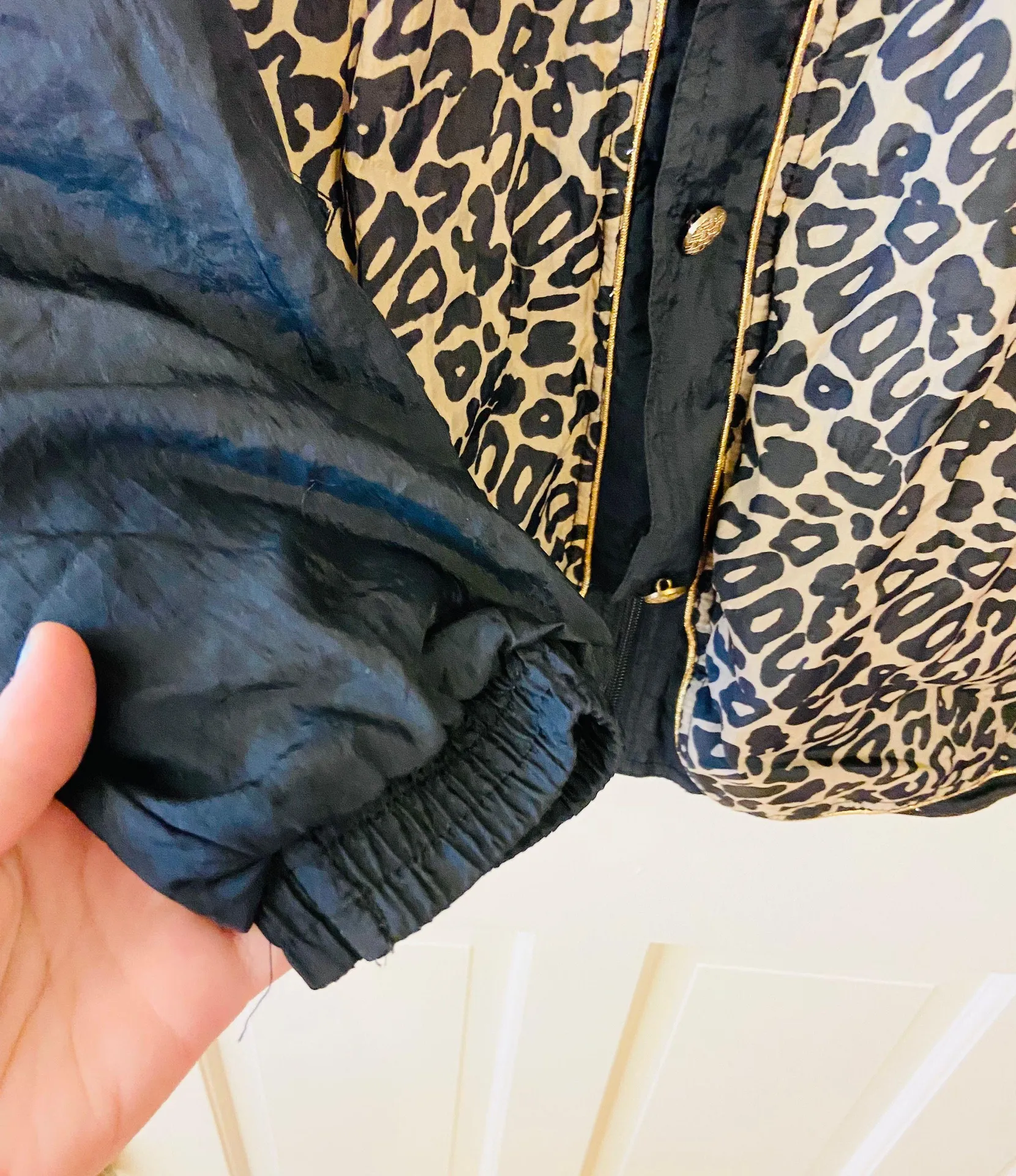 Vintage 80s 90s MTA Pro leopard cheetah print swishy jacket Multi Size M - Image 5