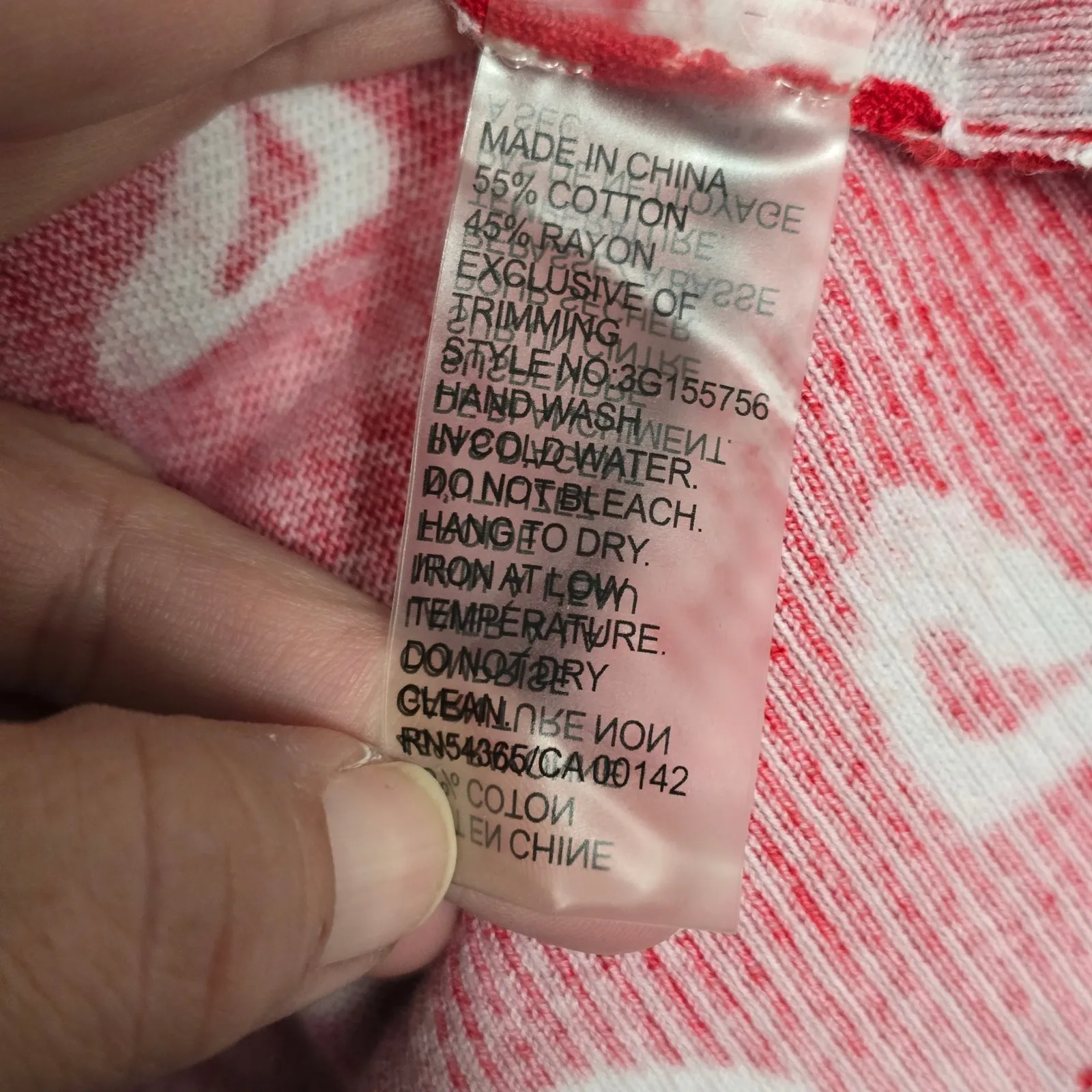 Nygard Collection Red White Graphic Print Mesh Sleeve Cardigan Sweater M Artsy Size M - Image 7