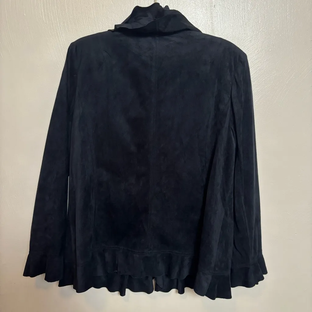 Rafael Woman Women's Blazer Jacket Ruffle Hook Closure Polyester Black Size 1X‎ - Image 6