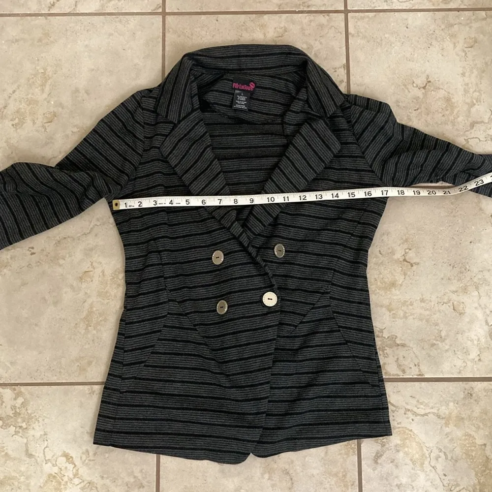 Y2K Striped Three Quarter Sleeve Jersey Blazer Size L - Image 5