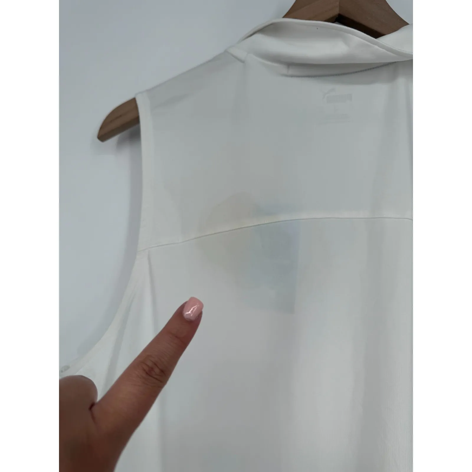 Puma Cloudspun‎ Coast Golf Polo Shirt Womens XL White Logo UPF 40 Sleeveless - Image 10